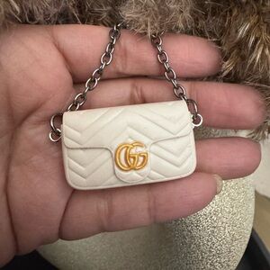 Fashion Black or offwhite Mini Bag Charm with Gold Accent